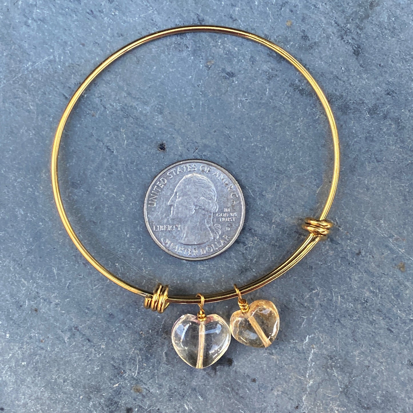 Brass and Citrine gemstone Bangle Cuff Bracelets