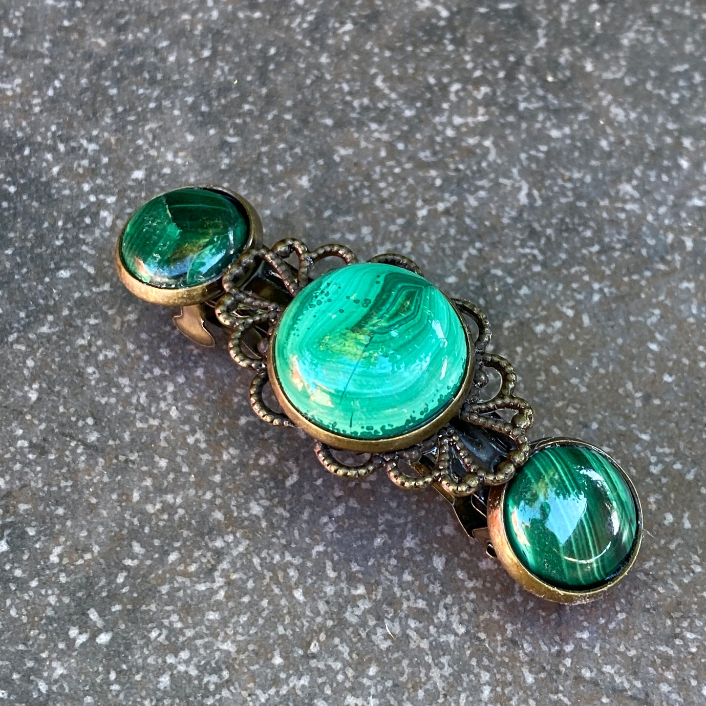 Genuine Gemstone on brass Metal Hairclips