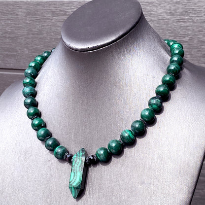 Rare Malachite gemstone Beaded Necklace
