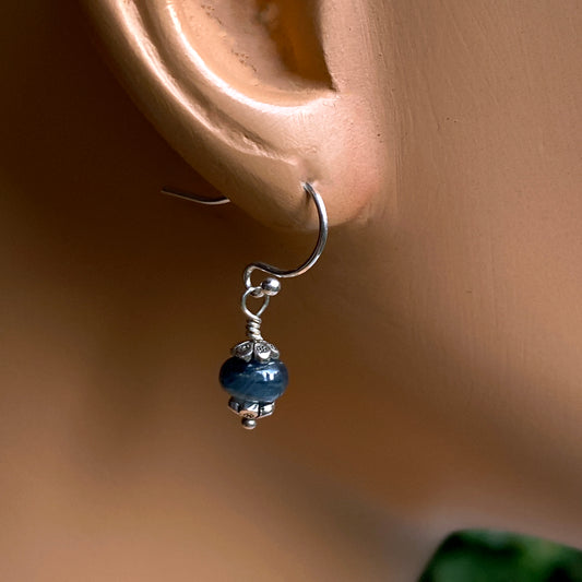 Blue Sapphire Dainty Dangle Earrings