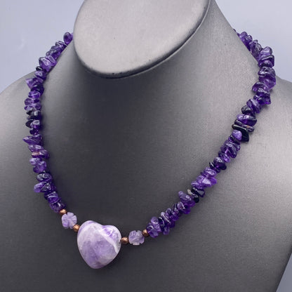 Amethyst gemstone Heart Necklace