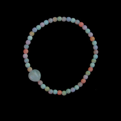 Alashan Agate and Aquamarine Heart gemstone Bracelet