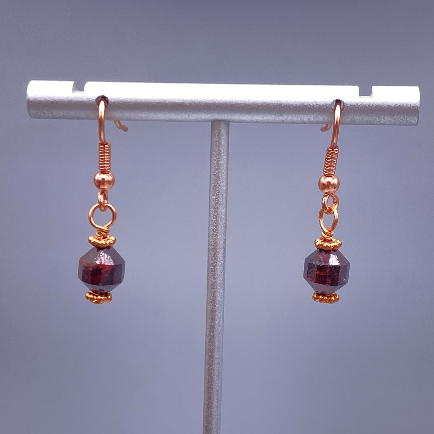 Garnet and Copper Drop Earrings