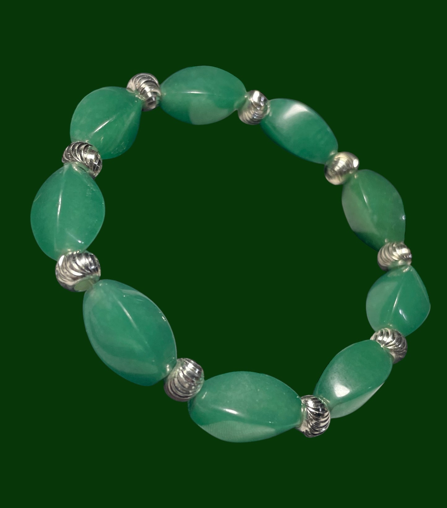 Green Aventurine and Sterling Silver Bracelet