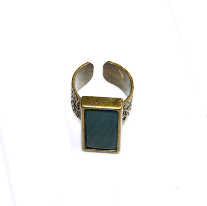 Green Onyx gemstone adjustable Bronze Ring