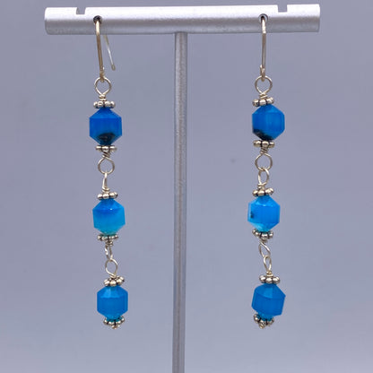 Blue Agate Dangle Earrings