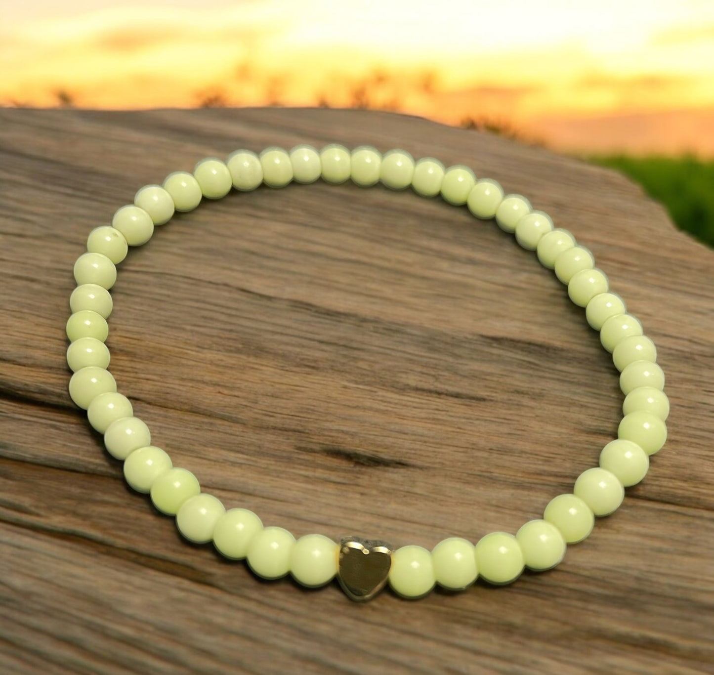 Yellow Chrysoprase beaded stretch bracelet