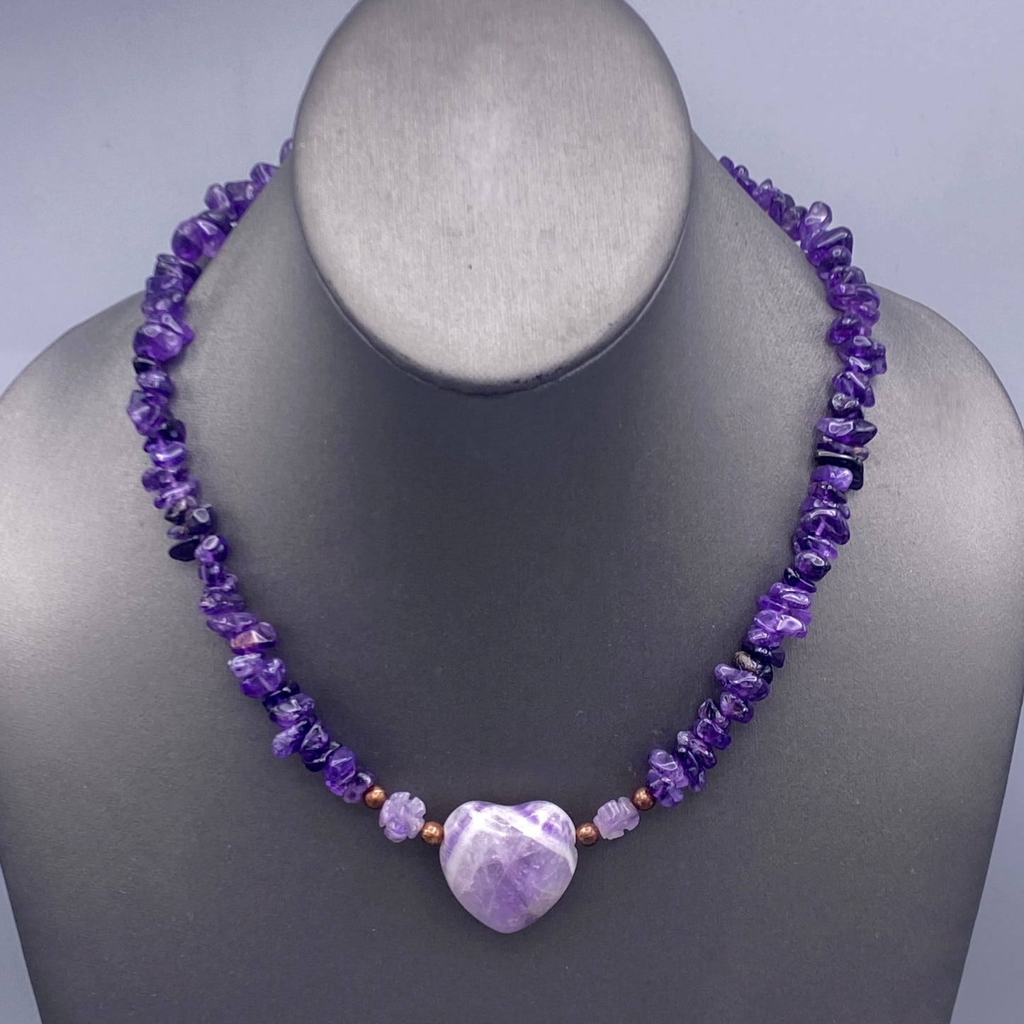 Amethyst gemstone Heart Necklace