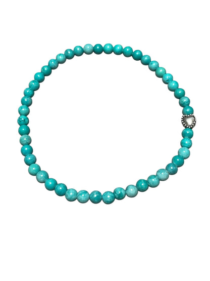 Turquoise and Sterling Silver Heart Bracelet