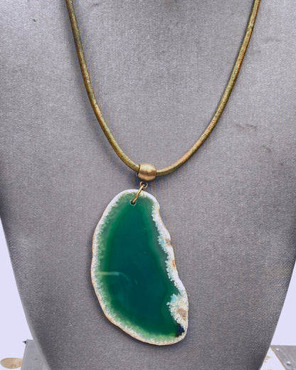 Green Agate Slice necklace