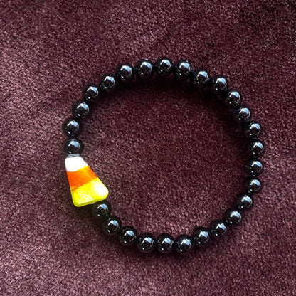 Candy Corn Gemstone Halloween stretch bracelet