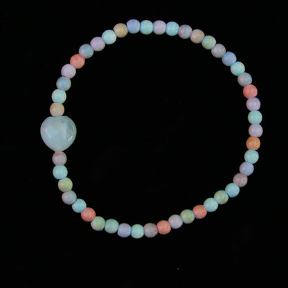 Alashan Agate and Aquamarine Heart gemstone Bracelet