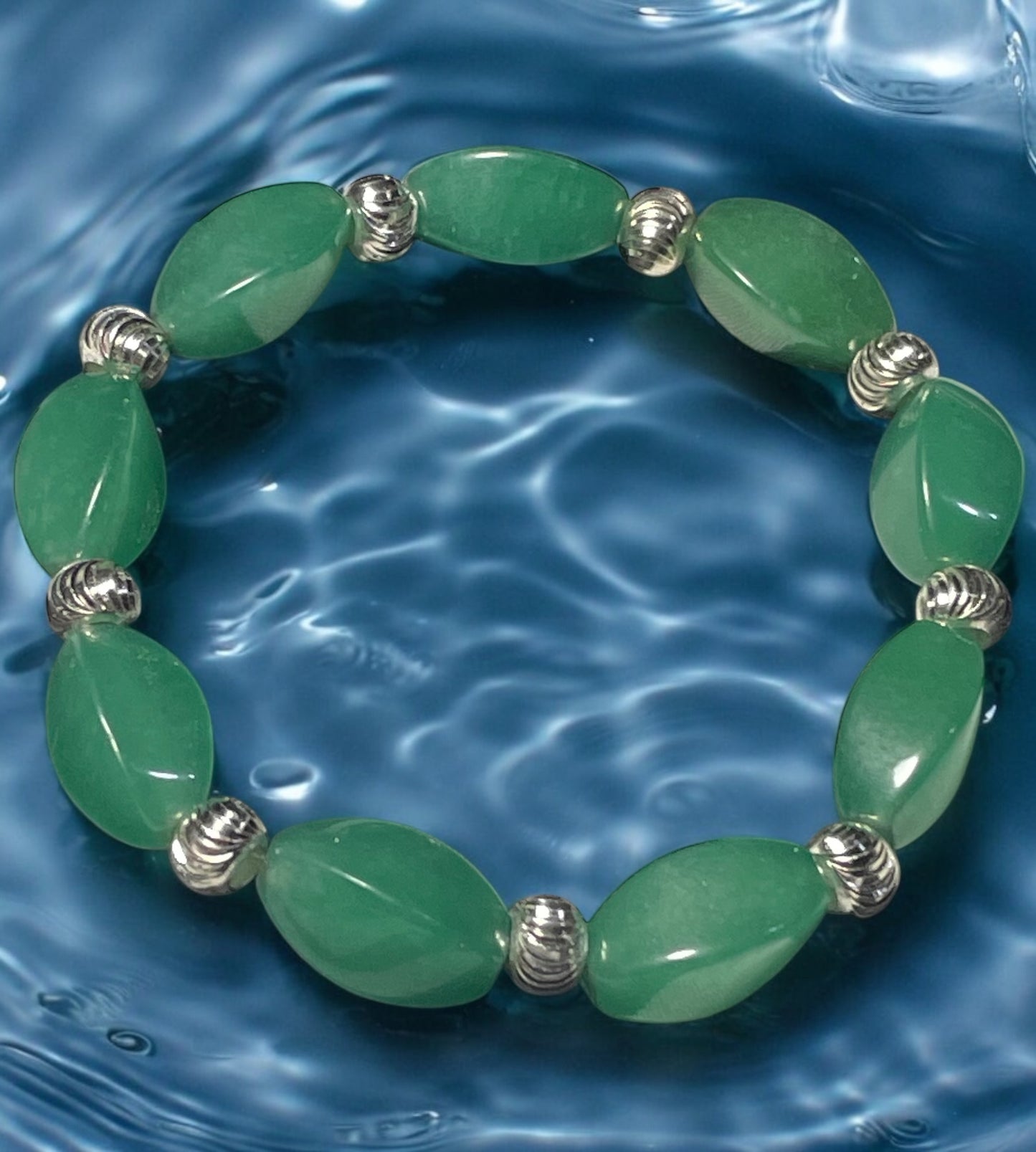 Green Aventurine and Sterling Silver Bracelet