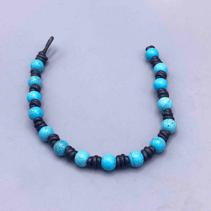 Turquoise Howlite on leather knotted bracelet