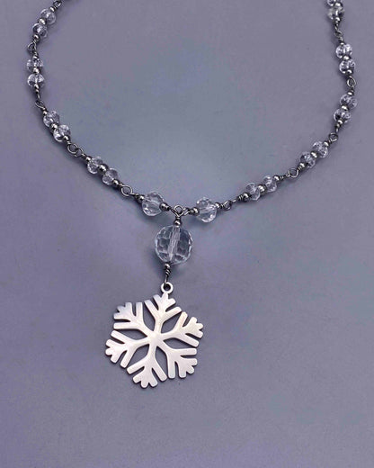 Snowflake and Quartz necklace