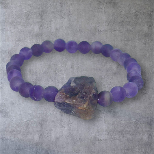 Raw Amethyst Beaded Bracelet