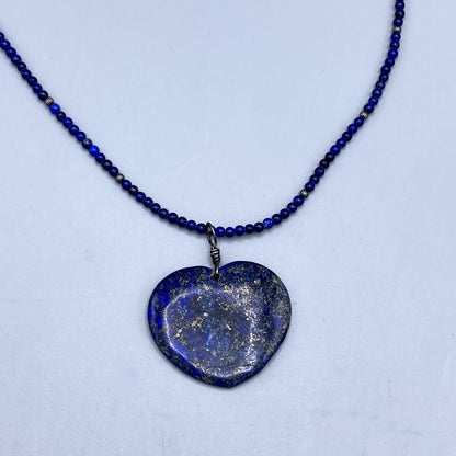 Lapis Lazuli gemstone heart pendant necklace