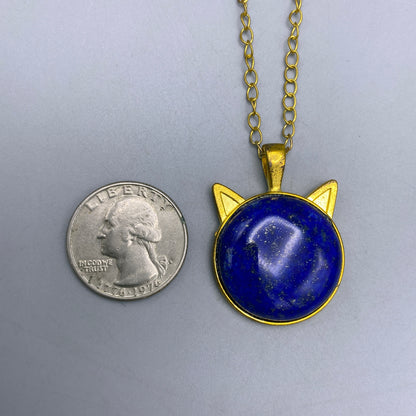 Lapis Lazuli gemstone Kitty Cat Necklace