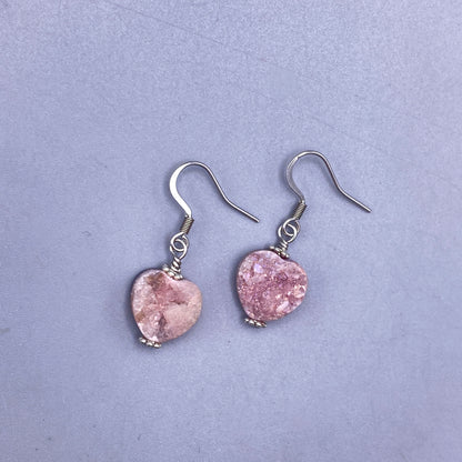 Drusy Agate Gemstone Heart Earrings