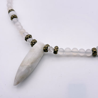 Jasper, Herkimer Diamond, White Agate Beaded necklace