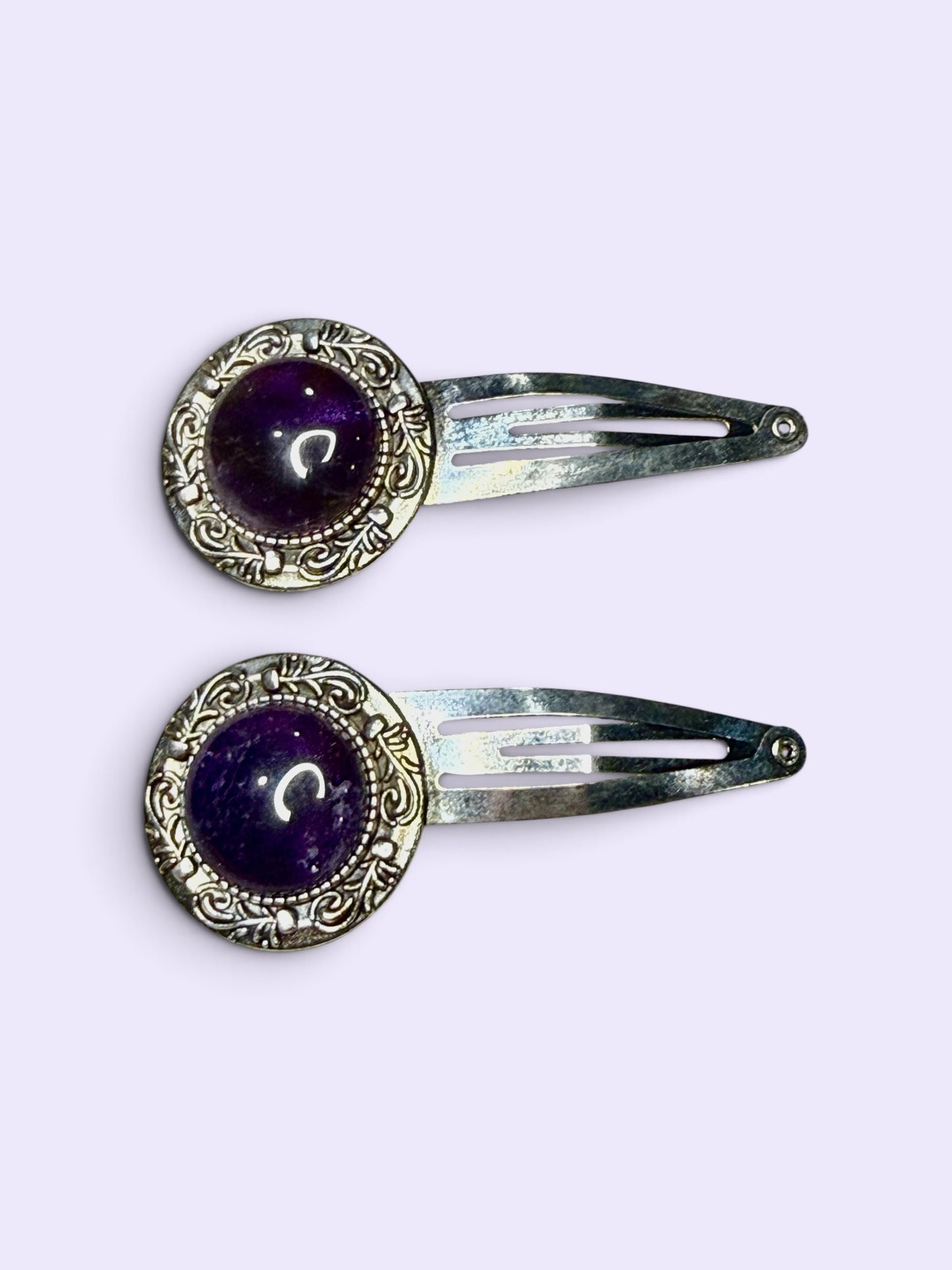 Amethyst Gemstone Barrette set