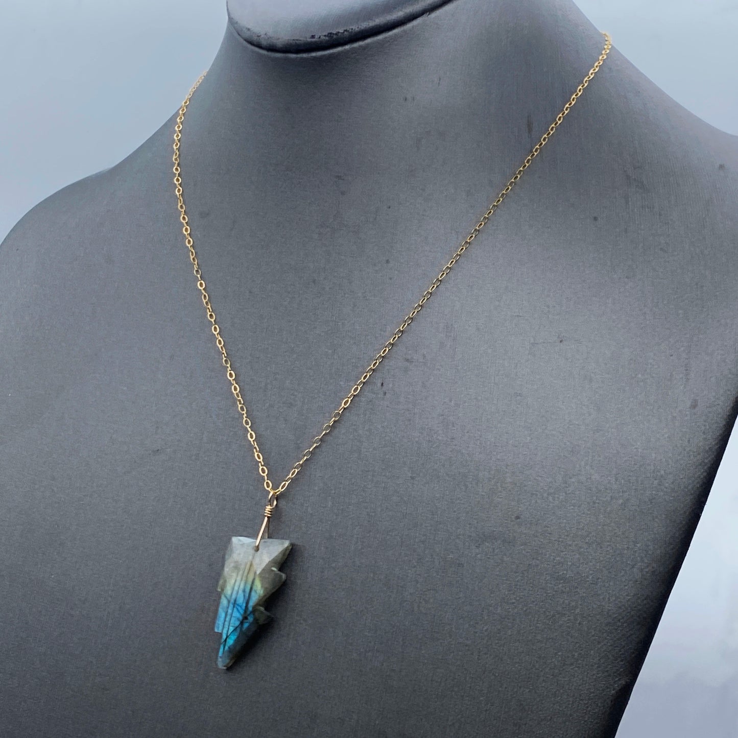 Labradorite Lightning Bolt Necklace