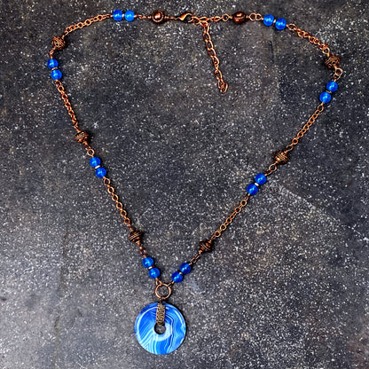 Banded Blue Agate Necklace