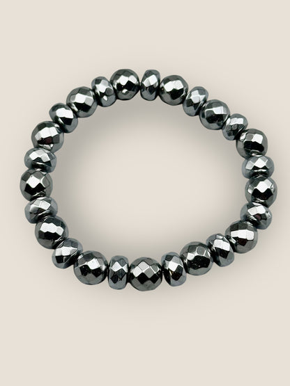 Hematite Gemstone Beaded Stretch Bracelet