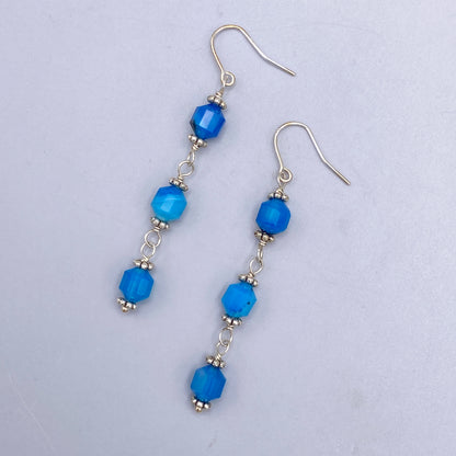 Blue Agate Dangle Earrings