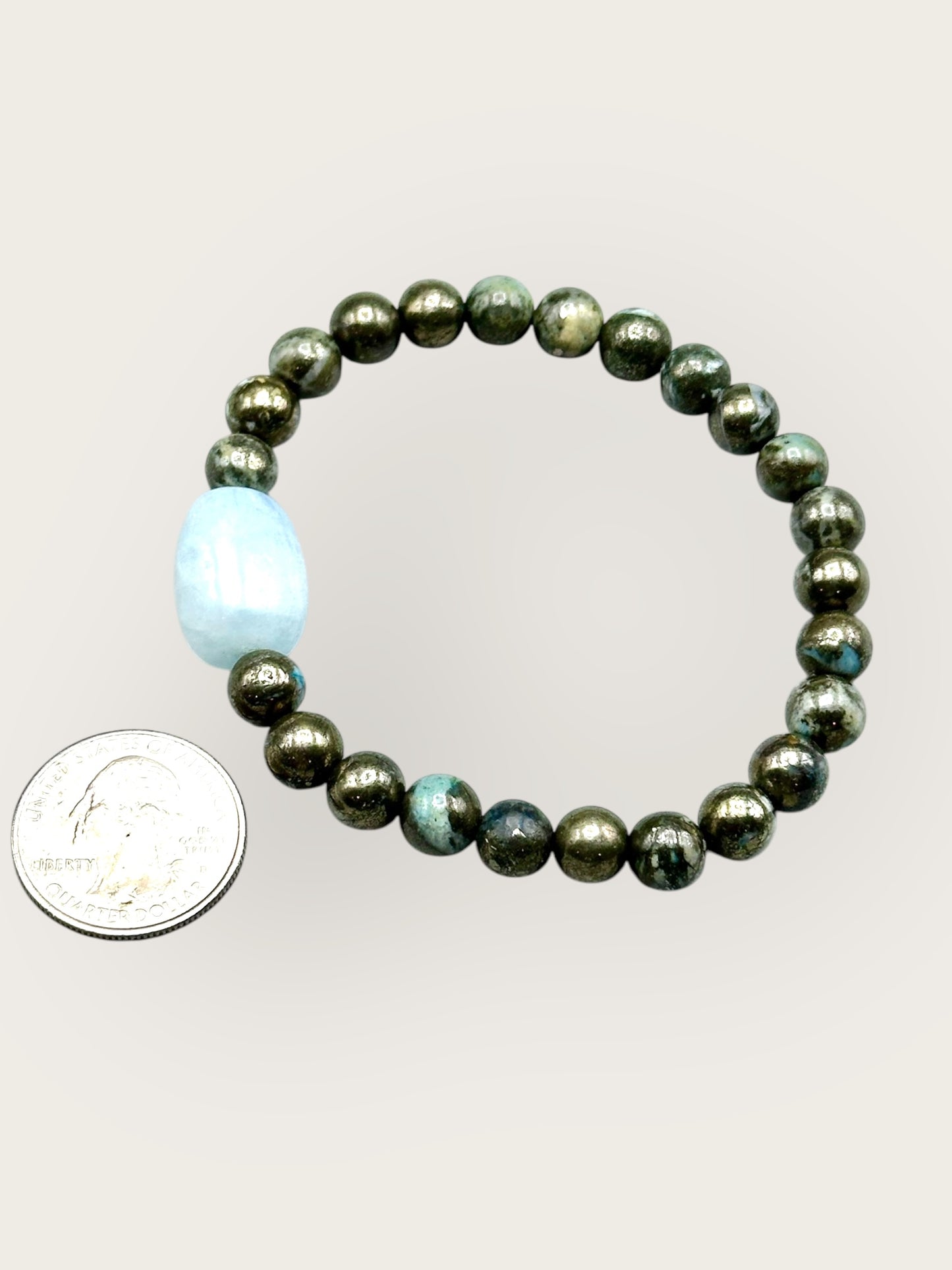 Aquamarine and blue pyrite bracelet