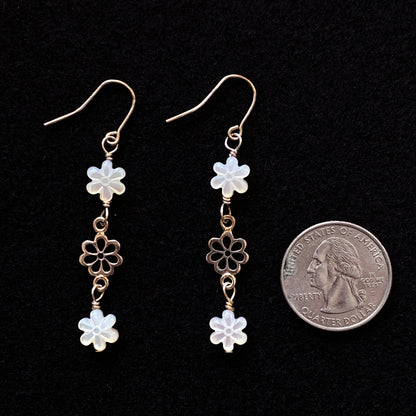 Mother of Pearl Flower Dangle earrings