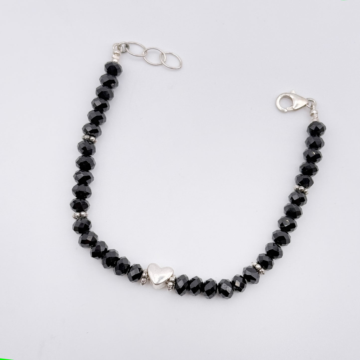 Black Spinel Heart Bracelet