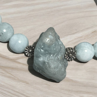 Aquamarine and Flower Bracelet