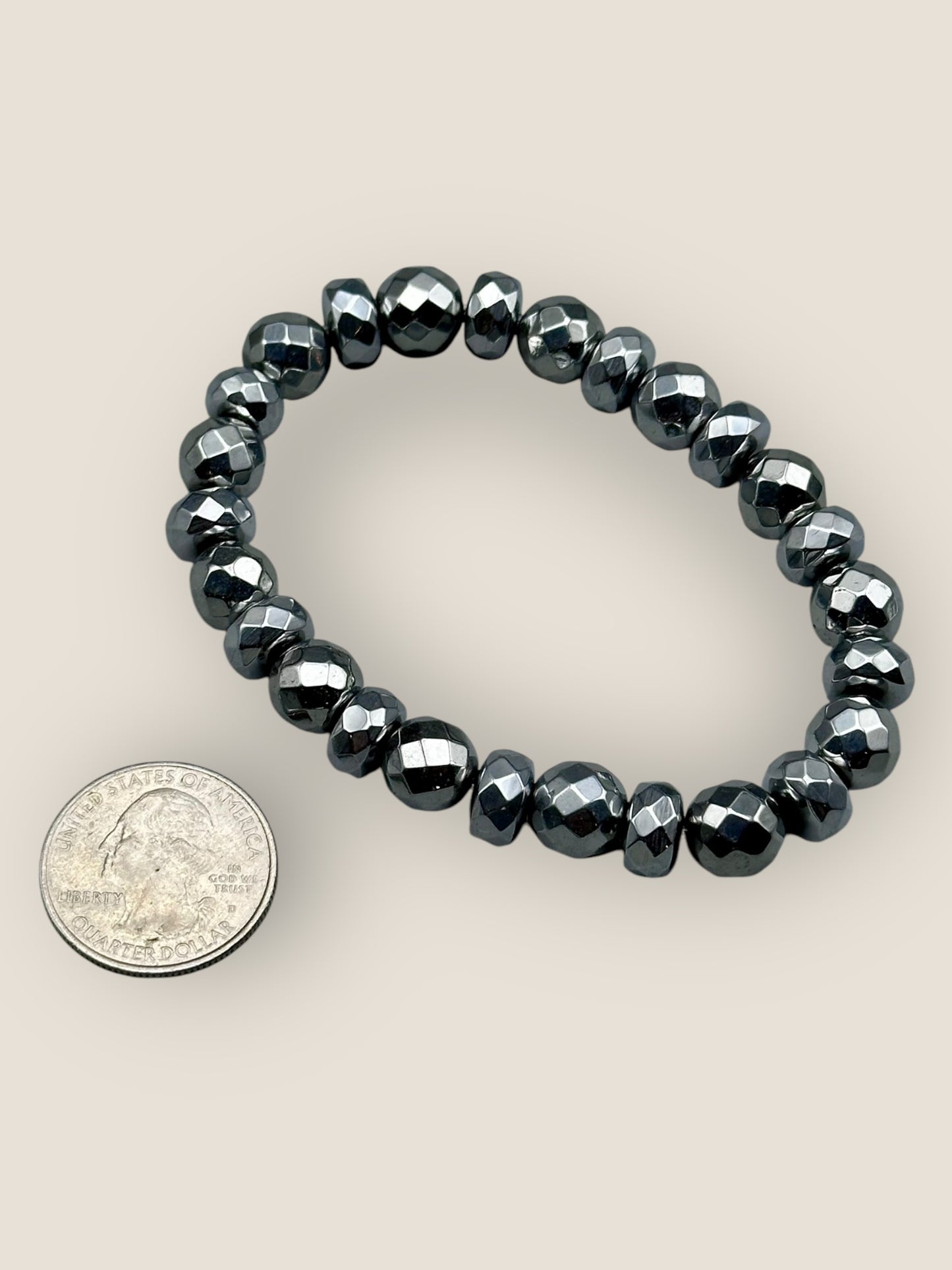 Hematite Gemstone Beaded Stretch Bracelet