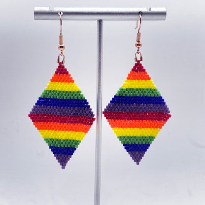 Beaded Glass Pride Rainbow Earrings