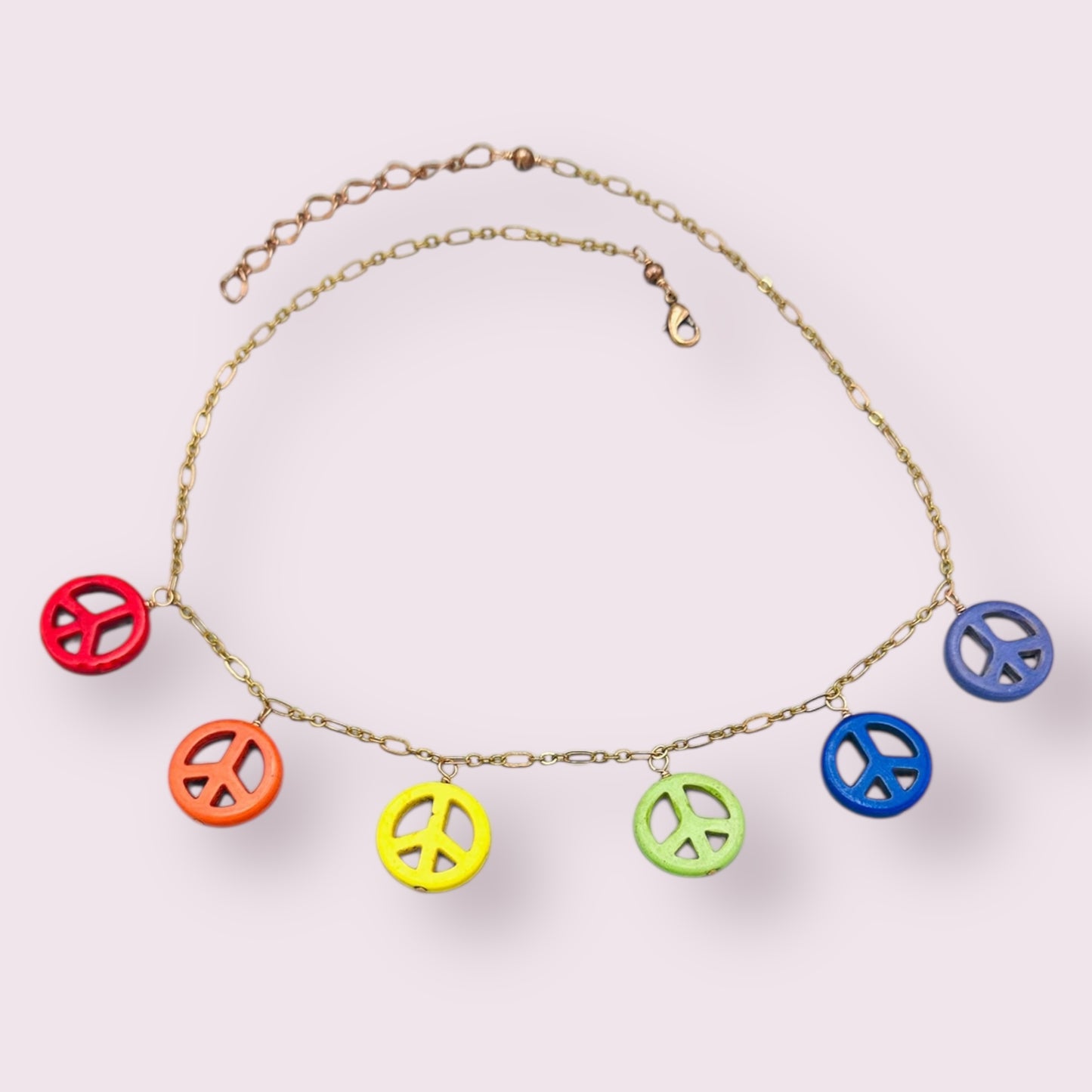 Howlite Peace Sign Pride Necklace