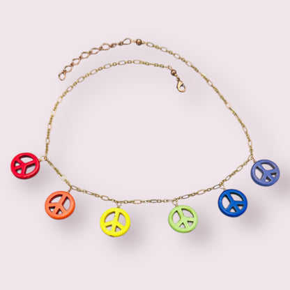 Howlite Peace Sign Pride Necklace