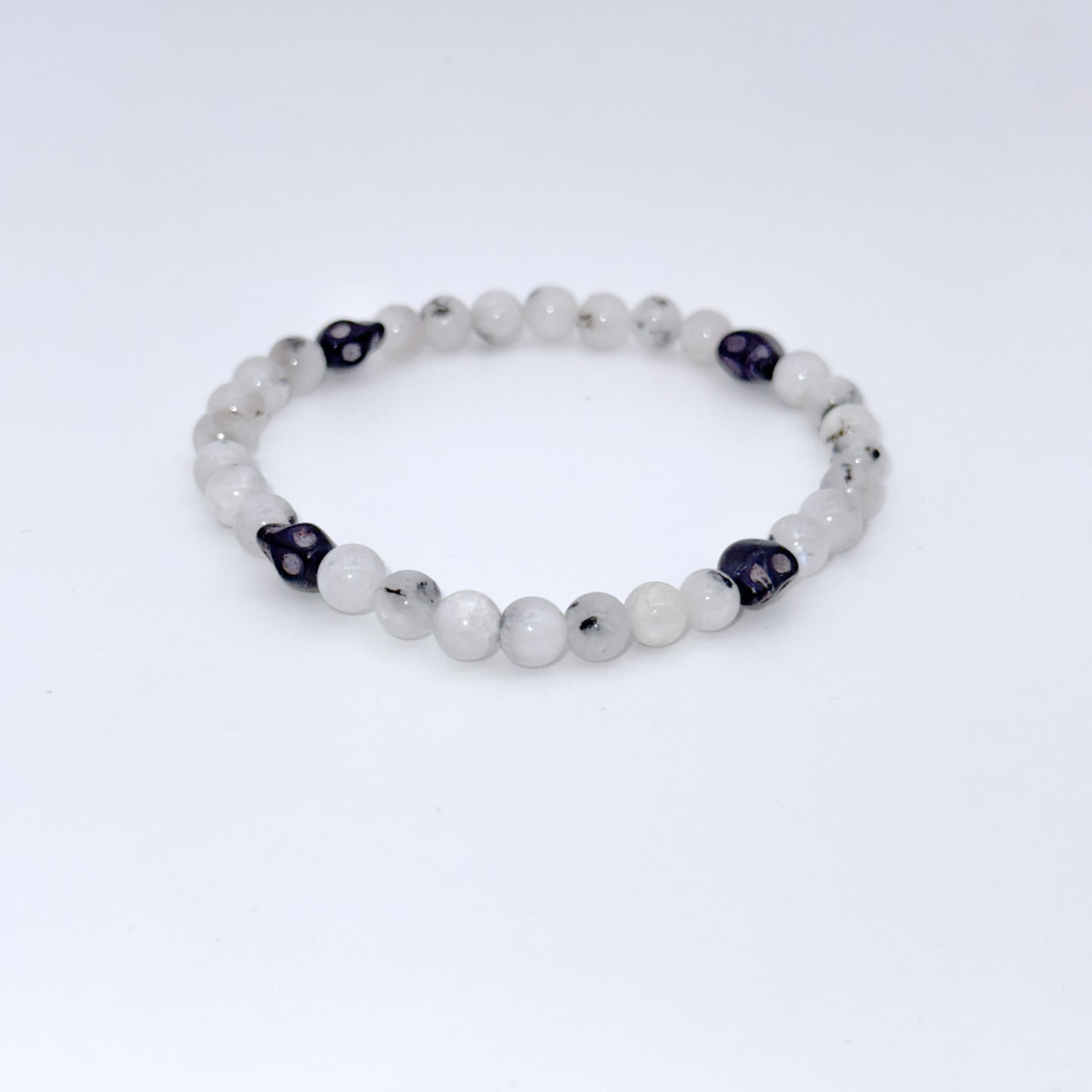 Moonstone and Howlite Skull Bracelet