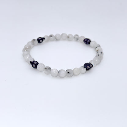 Moonstone and Howlite Skull Bracelet