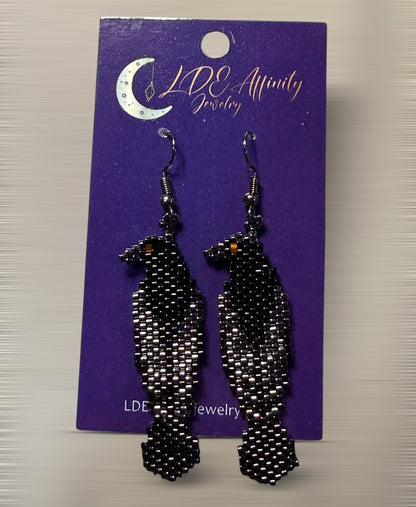 Black Raven seed bead earrings
