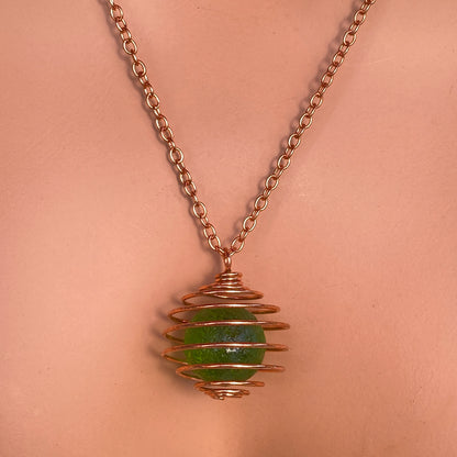 Moldavite and Copper Necklace