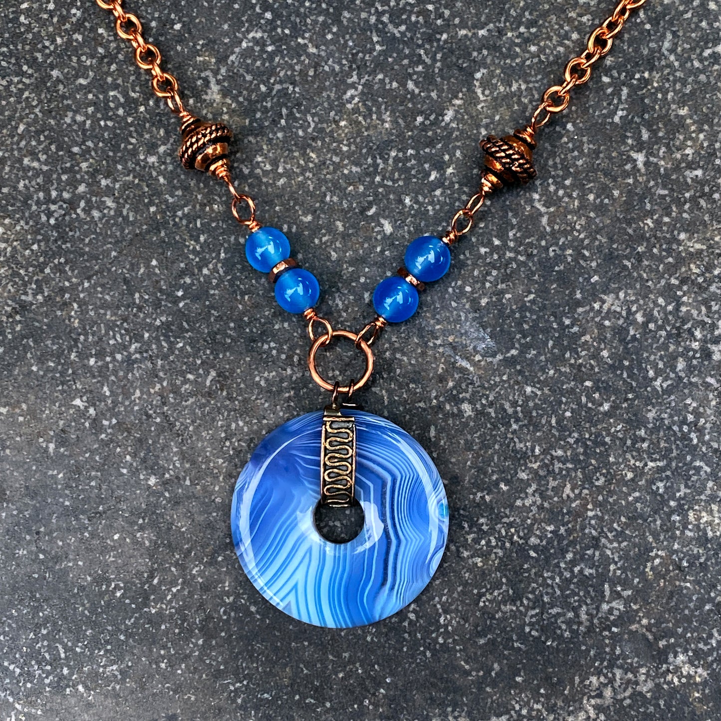 Banded Blue Agate Necklace