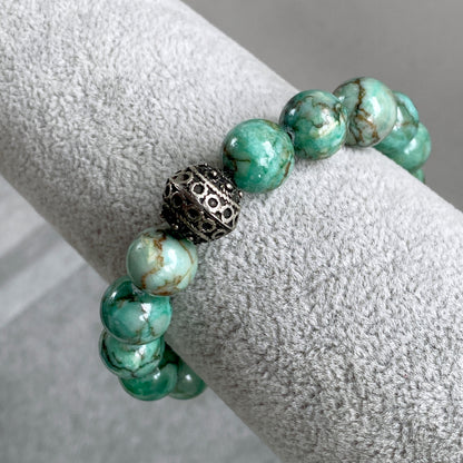 Chrysocolla and Sterling Silver Beaded Bracelet