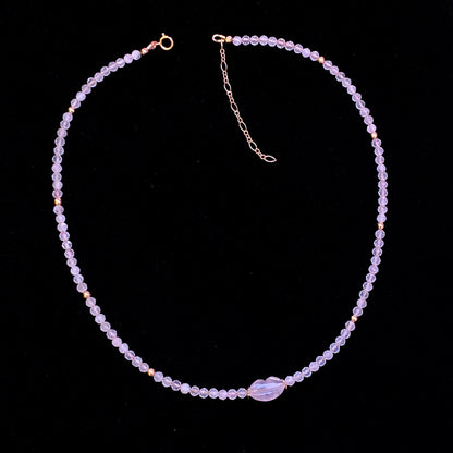 Rose Quartz gemstone Lips choker Necklace