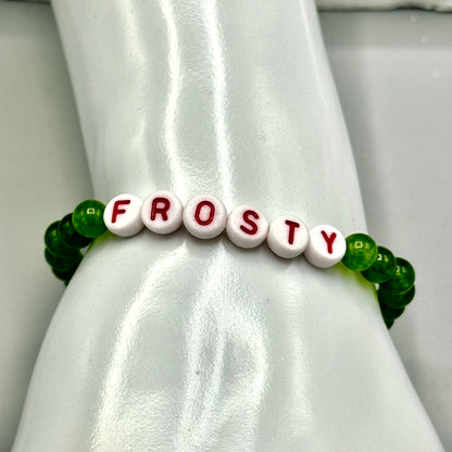 Christmas Frosty Beaded Stretch Bracelet