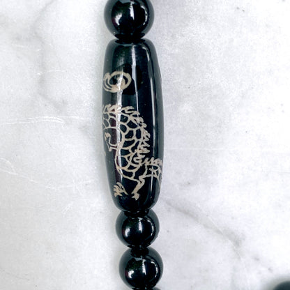 Tibetan Agate Dragon and onyx Beaded