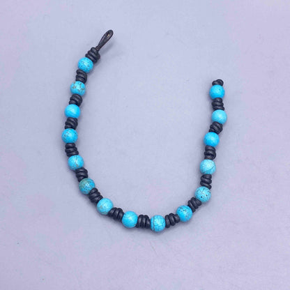 Turquoise Howlite on leather knotted bracelet