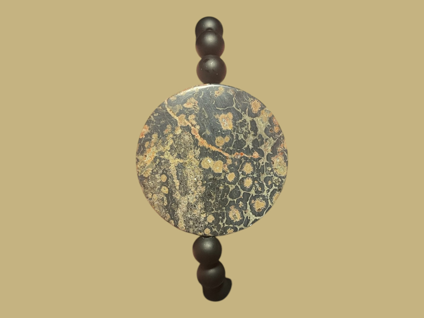 Leopard Print Jasper and Onyx Bracelet