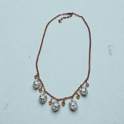 Glass beaded Kitty Cat Necklace