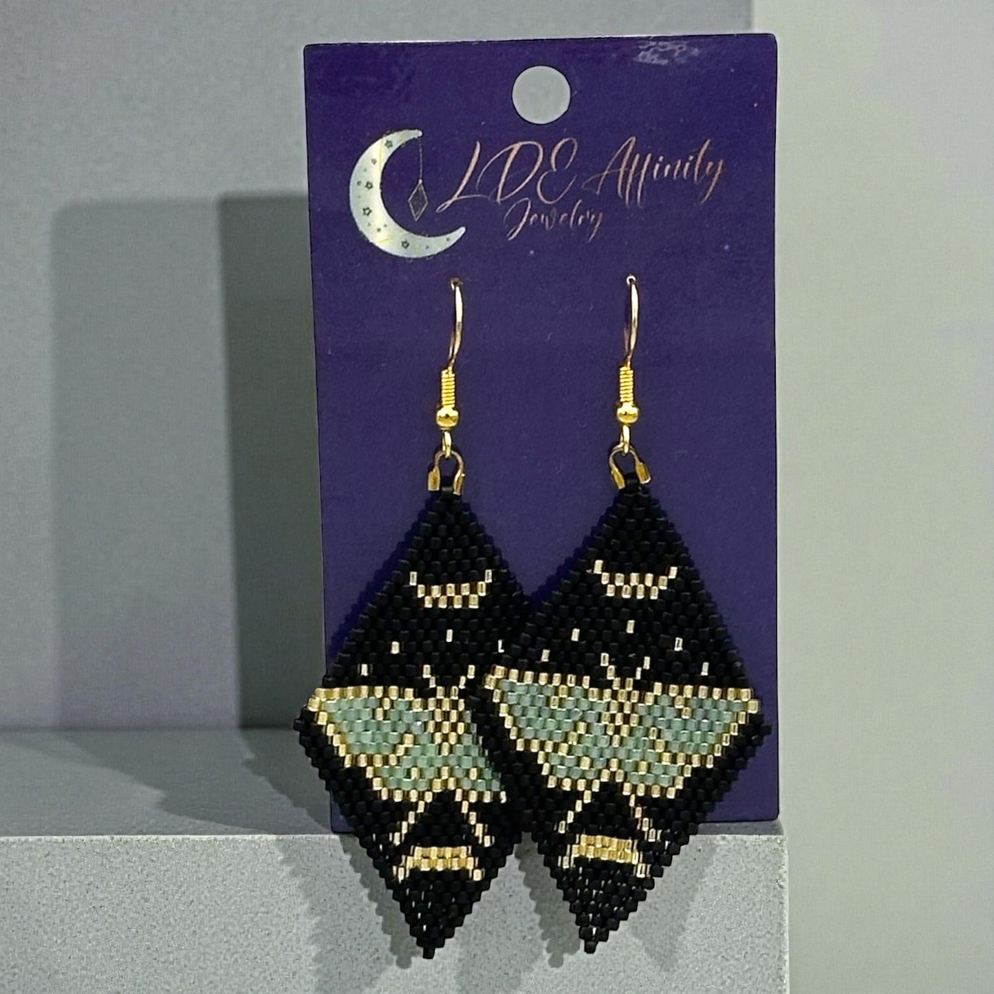 Lunar Moth Seed Bead handcrafted Earrings